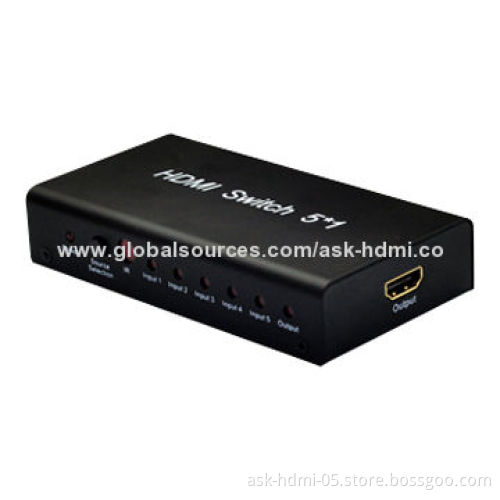 5 Ports HDMI 5x1 Switch with Remote Control, 1080P, 3D, Steel House
